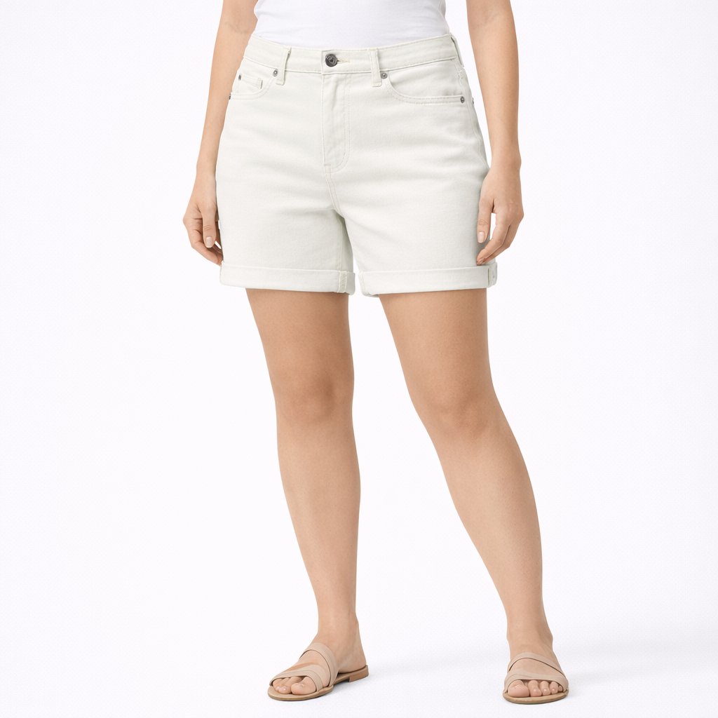 Jag Alex Mid Rise Boyfriend Denim Shorts Rolled Cuff White